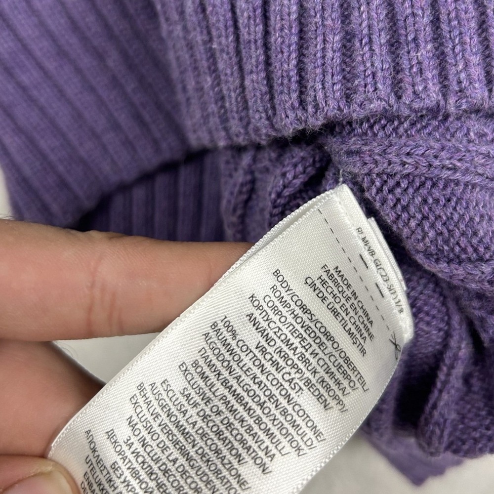 Polo Ralph Lauren Cable Knit Sweater Womens Small Purple Cotton Pony Logo - Picture 3 of 5